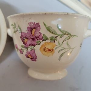 Vintage Homer Laughlin China Sugar Bowl With Lid Vellum‎ JIN 7